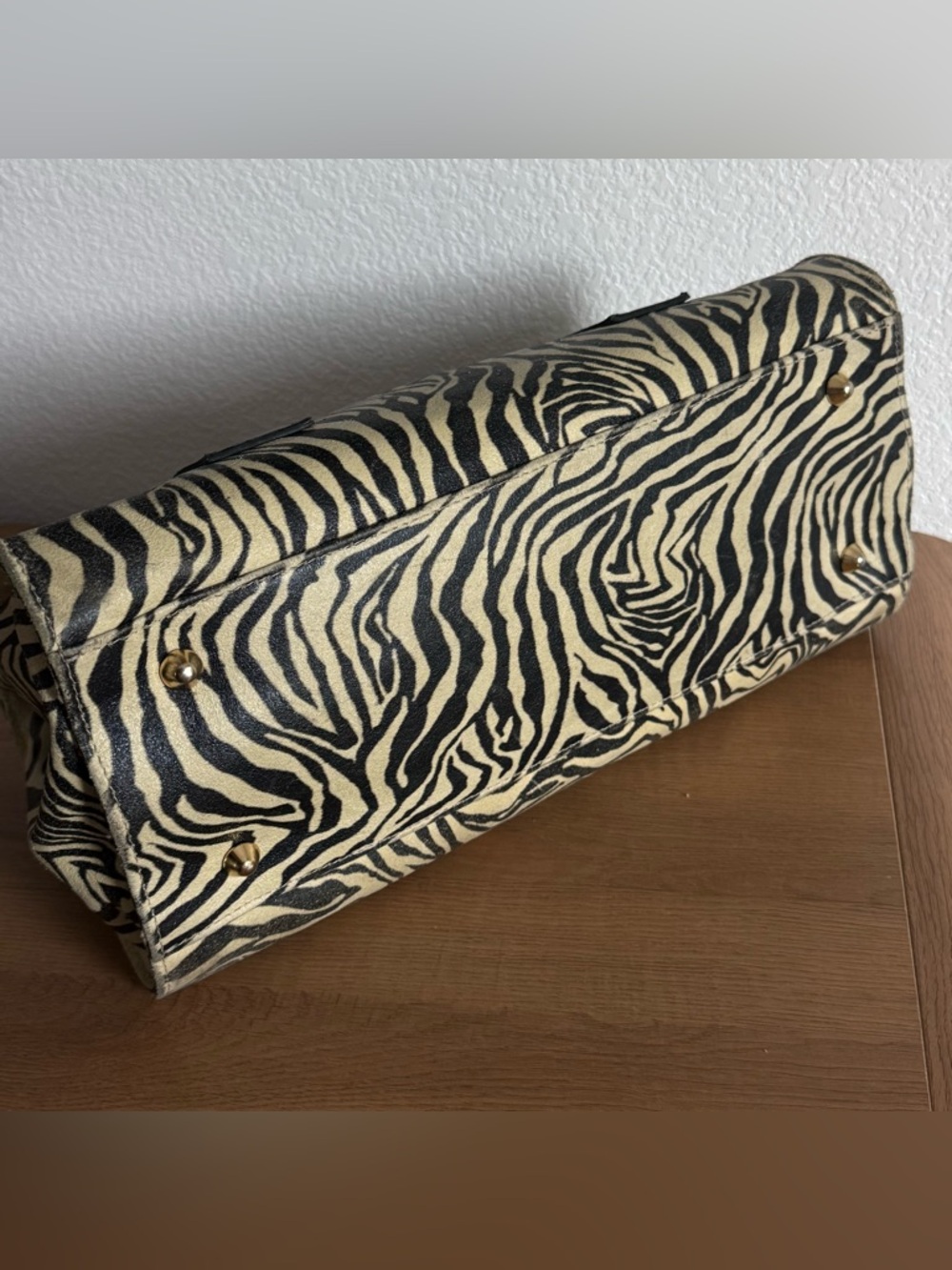 Y2K Style Laura Di Maggio Milano Genuine Leather Zebra Animal Print Purse - Picture 5 of 7